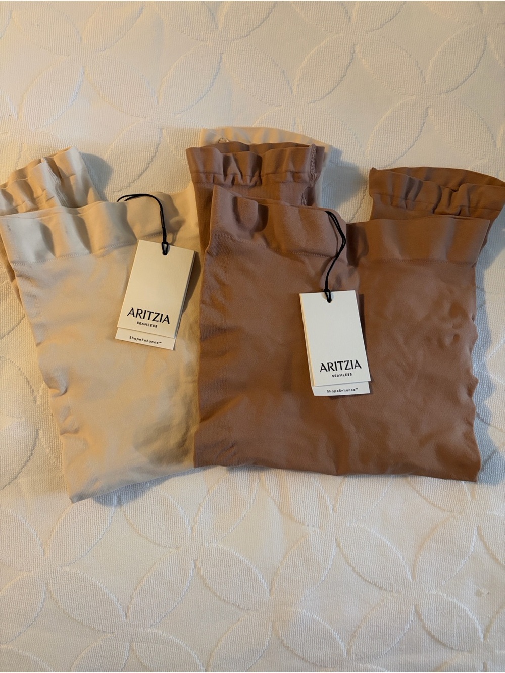 Aritzia High-Waist Shapewear Shorts x2 in Nude and Taupe Brown